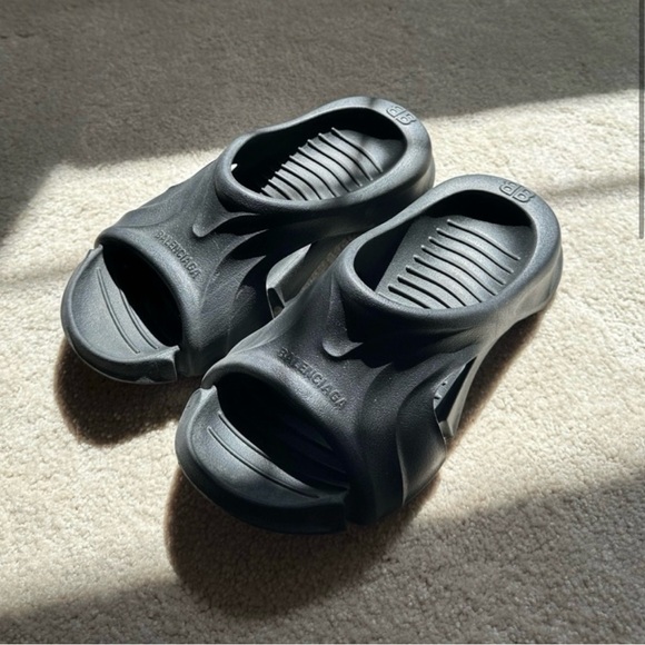 Balenciaga Charcoal Slide Sandals - Picture 1 of 4